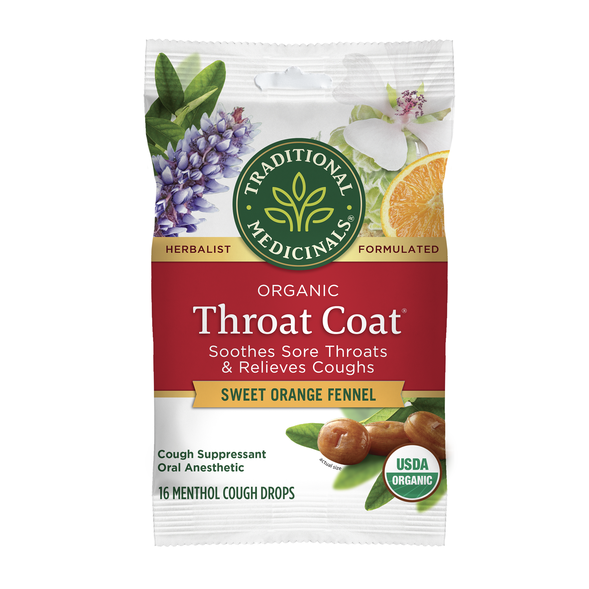 Traditional Medicinals Throat Coat® Sweet Orange Fennel Lozenges